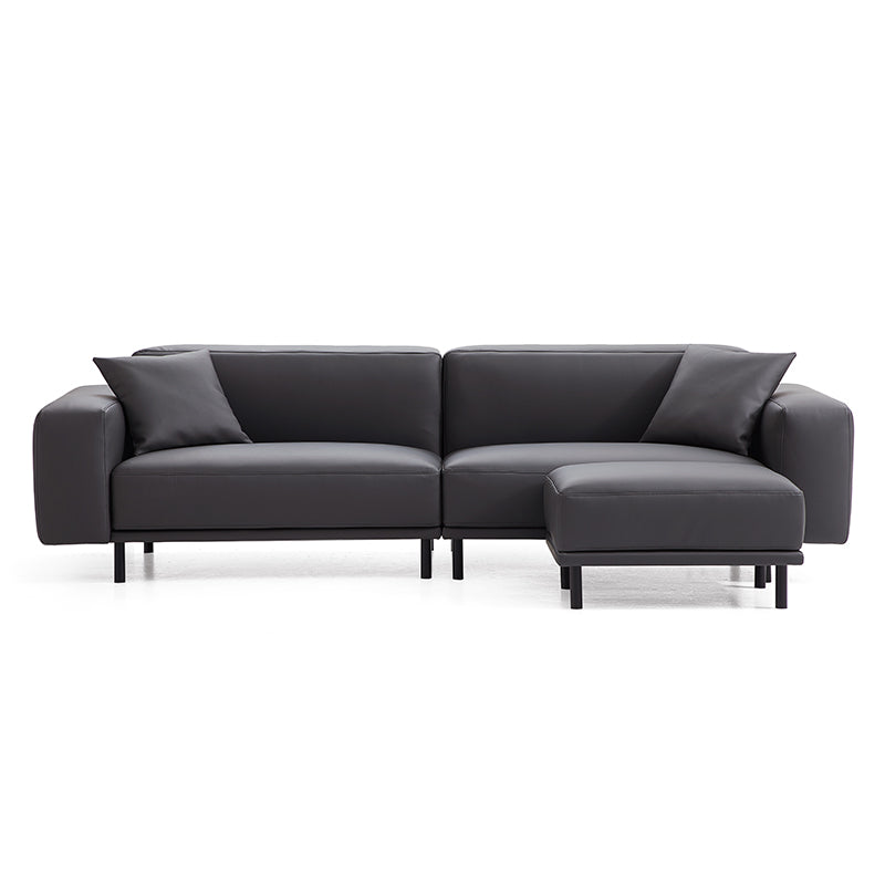 Modern Design Genuine Leather Modular Sofa with Ottoman