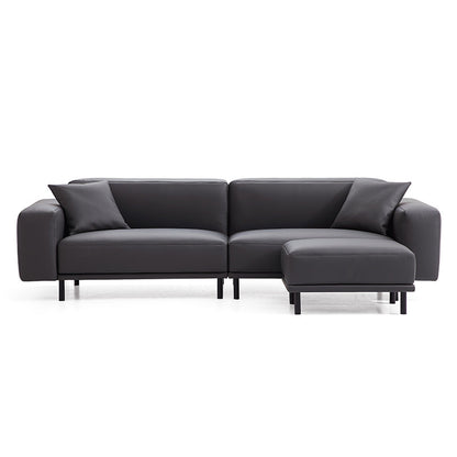 Modern Design Genuine Leather Modular Sofa with Ottoman
