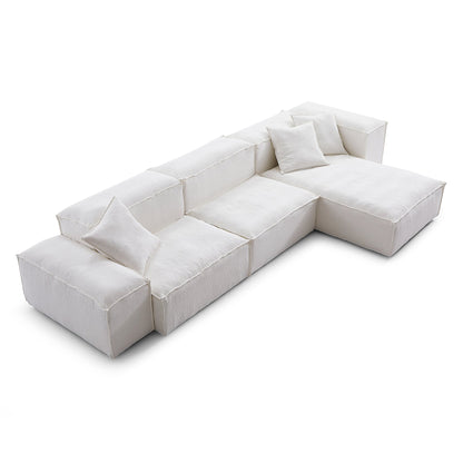 Cozy Natural Linen Fabric Removable Cover Sectional Sofa