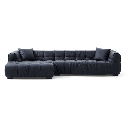 Modern L shape hi tech fabric living room sofa black