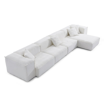 Cozy Natural Linen Fabric Removable Cover Sectional Sofa