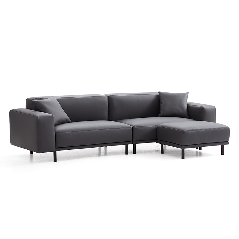 Modern Design Genuine Leather Modular Sofa with Ottoman