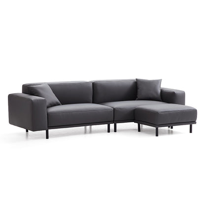 Modern Design Genuine Leather Modular Sofa with Ottoman