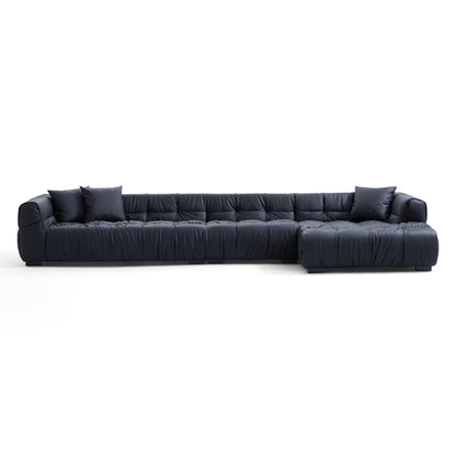 Modern L shape hi tech fabric living room sofa black