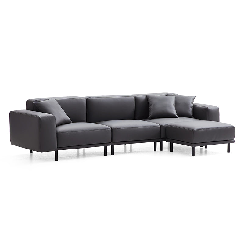 Modern Design Genuine Leather Modular Sofa with Ottoman