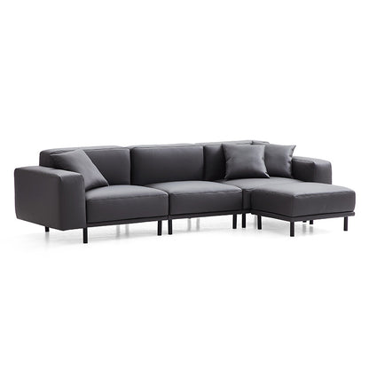 Modern Design Genuine Leather Modular Sofa with Ottoman