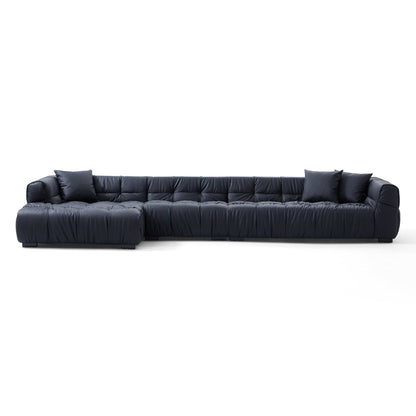 Modern L shape hi tech fabric living room sofa black
