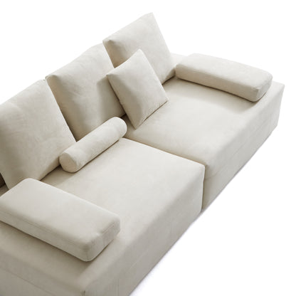 Apartment cloud beige matte fabric couch modular sofa