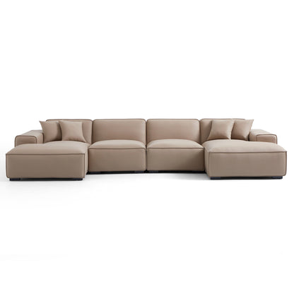 Living room big soft genuine leather u shape sofa