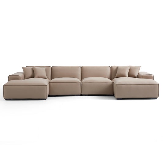 Living room big soft genuine leather u shape sofa