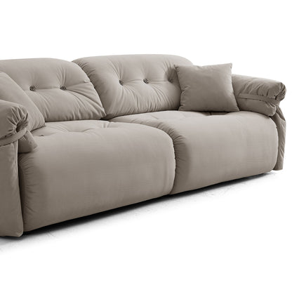 4 Seater Light Grey Matt Velvet Cozy Bedroom Sofa