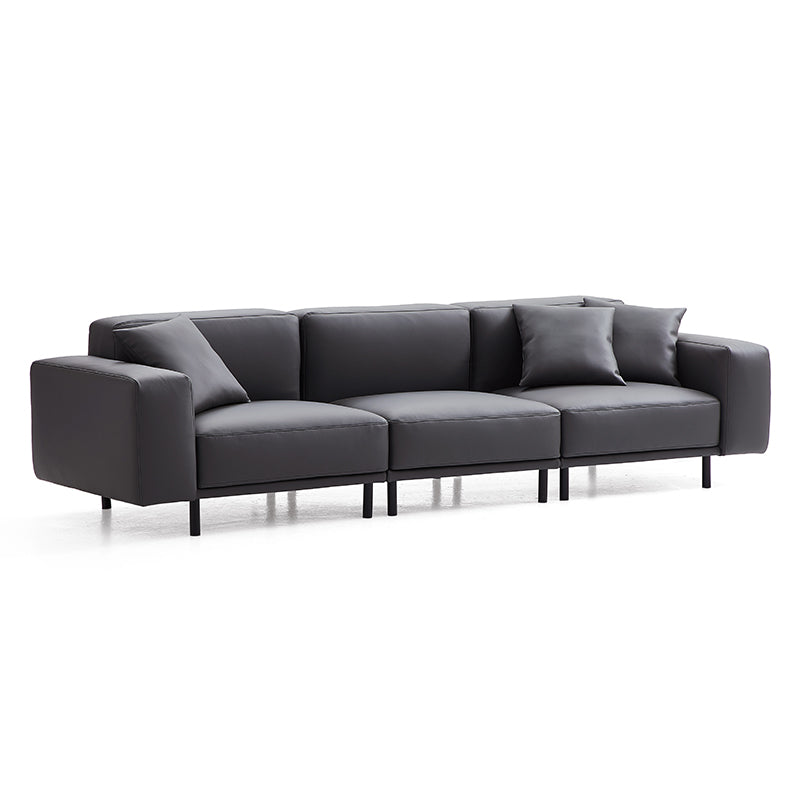 Dark Gray Genuine Leather Modular 4 seater Sofa