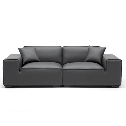 Living room bedroom genuine leather modular sofa dark grey