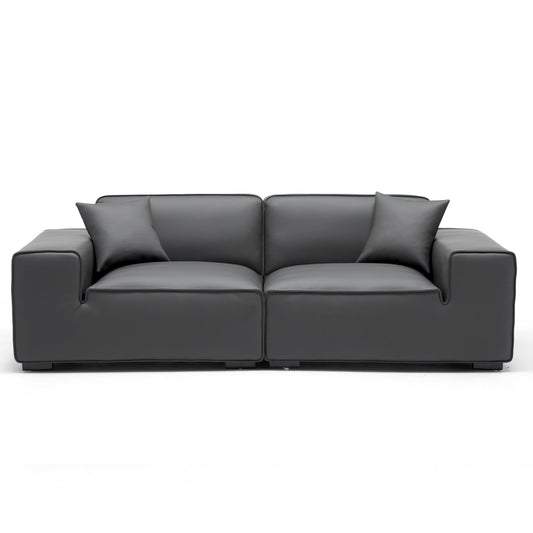 Living room bedroom genuine leather modular sofa dark grey
