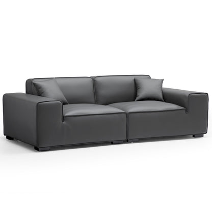 Living room bedroom genuine leather modular sofa dark grey