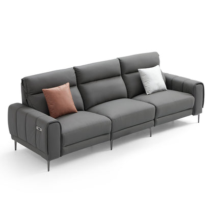 Top grain genuine leather electric recliner USB charging leather sofa