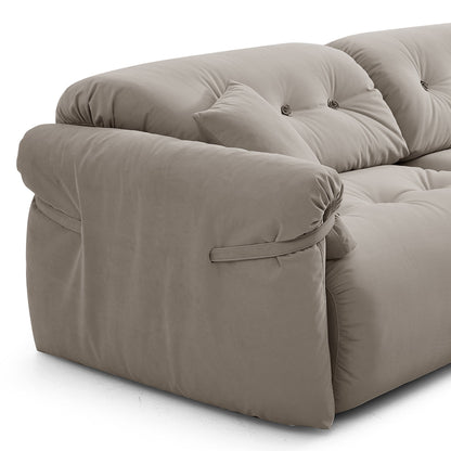 4 Seater Light Grey Matt Velvet Cozy Bedroom Sofa