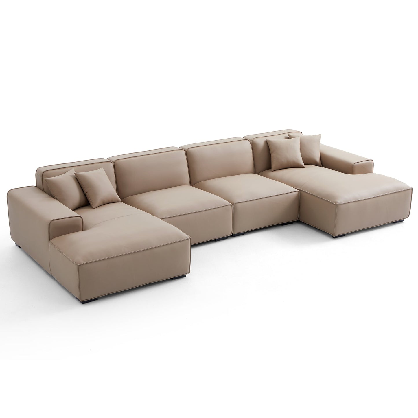 Living room big soft genuine leather u shape sofa