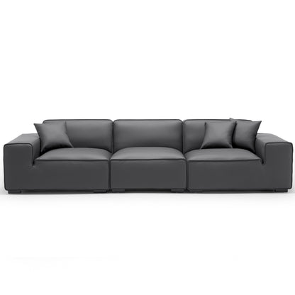Living room bedroom genuine leather modular sofa dark grey