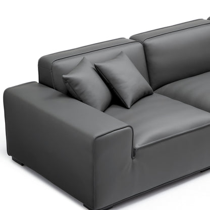 Real leather dark grey u shape corner sectional sofa