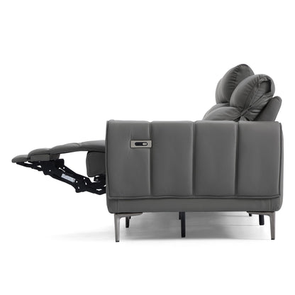 Top grain genuine leather electric recliner USB charging leather sofa
