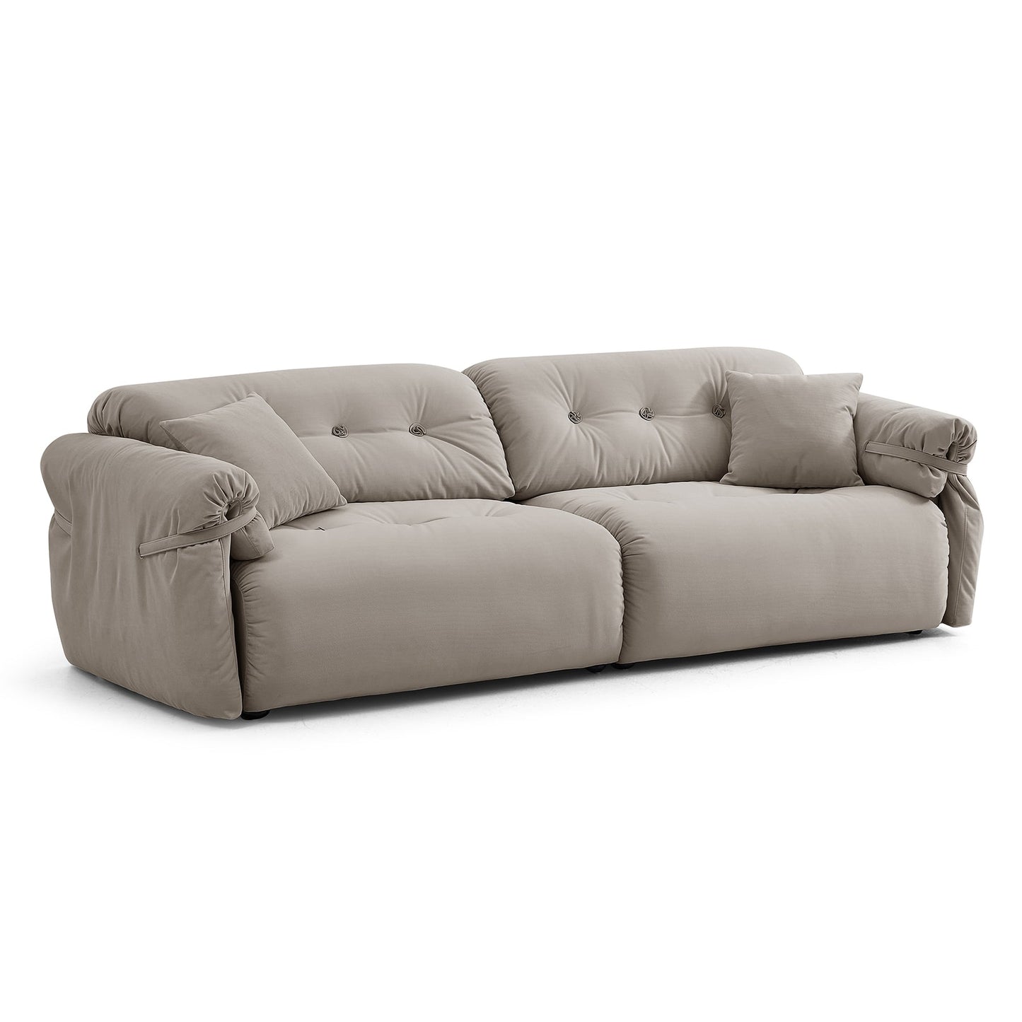 4 Seater Light Grey Matt Velvet Cozy Bedroom Sofa