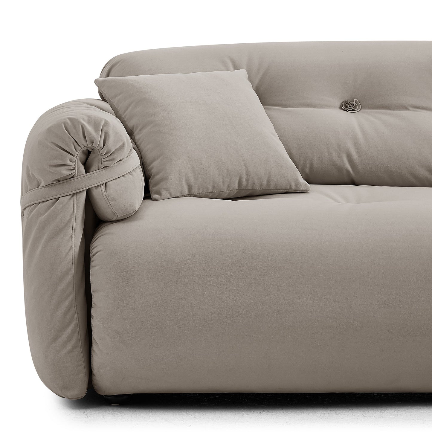4 Seater Light Grey Matt Velvet Cozy Bedroom Sofa