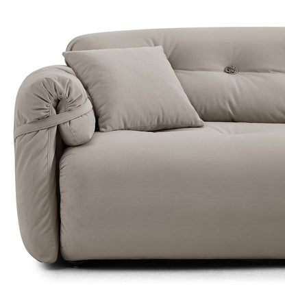 4 Seater Light Grey Matt Velvet Cozy Bedroom Sofa