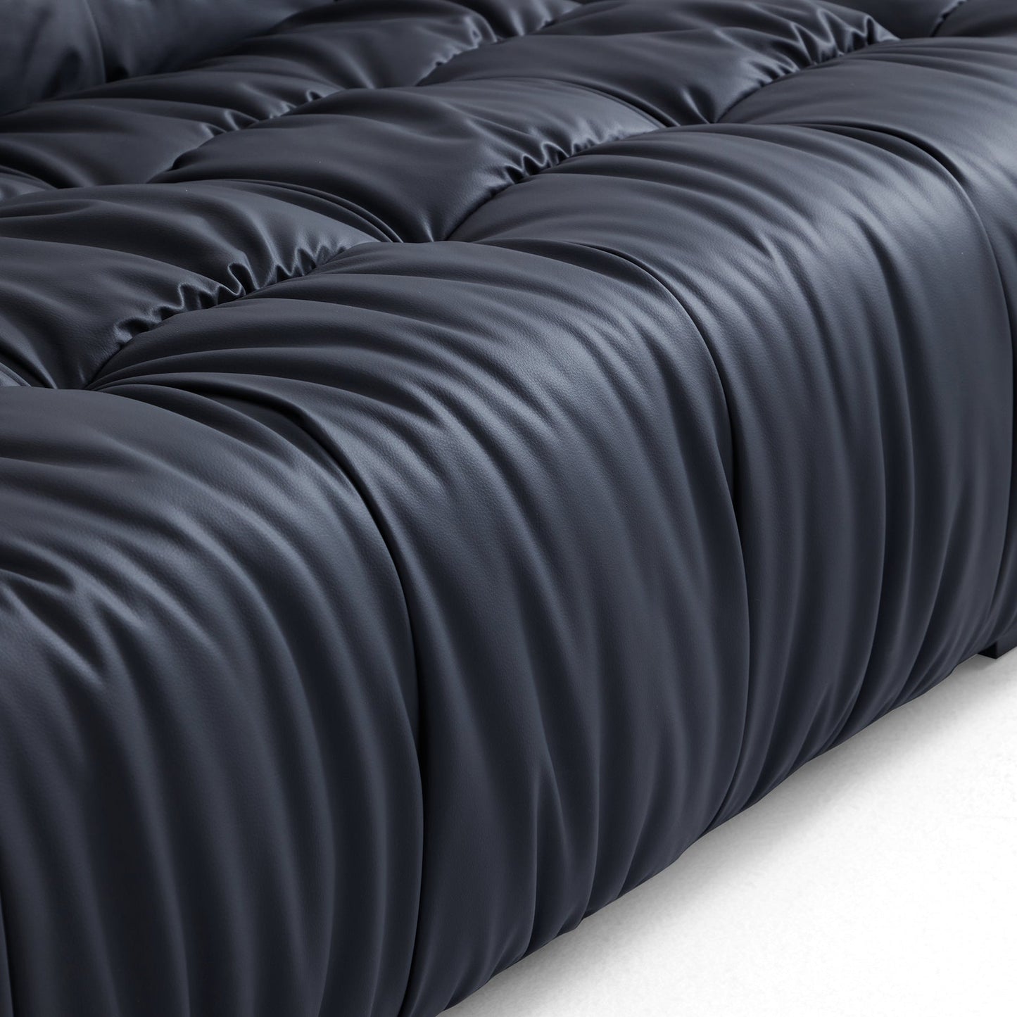 Modern L shape hi tech fabric living room sofa black