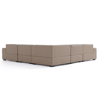 Modern L shape modular khaki genuine leather corner sofa