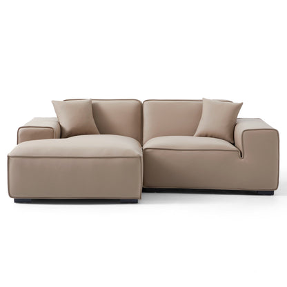 Living Room Modular Large L Shaped Khaki Leather Sofa