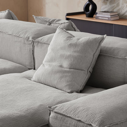 Removable grey linen fabric sectional double side sofa