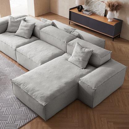 Removable grey linen fabric sectional double side sofa