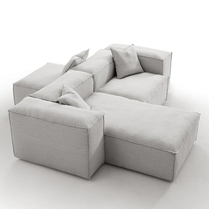 Removable grey linen fabric sectional double side sofa
