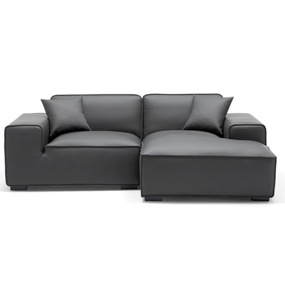 Modern style genuine leather deep seat l shape sectional sofa