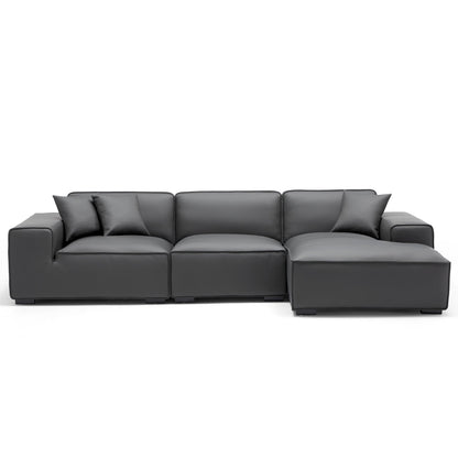 Modern style genuine leather deep seat l shape sectional sofa