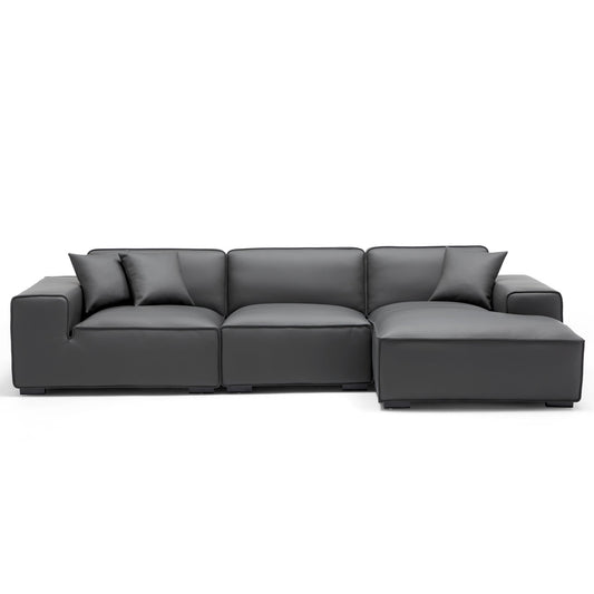 Modern style genuine leather deep seat l shape sectional sofa