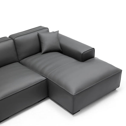 Modern style genuine leather deep seat l shape sectional sofa