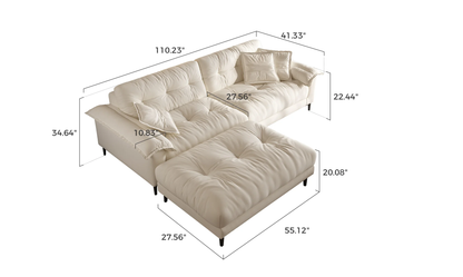 High quality comfortable living room beige modular 4 seater sofa with ottoman