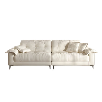 Modern style apartment living room beige chenille fabric 4 seater sofa