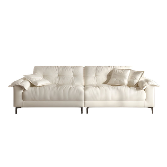 Modern style apartment living room beige chenille fabric 4 seater sofa