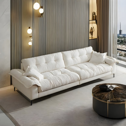 Modern style apartment living room beige chenille fabric 4 seater sofa