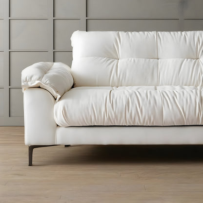 Modern style apartment living room beige chenille fabric 4 seater sofa
