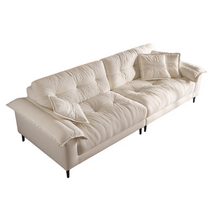 Modern style apartment living room beige chenille fabric 4 seater sofa