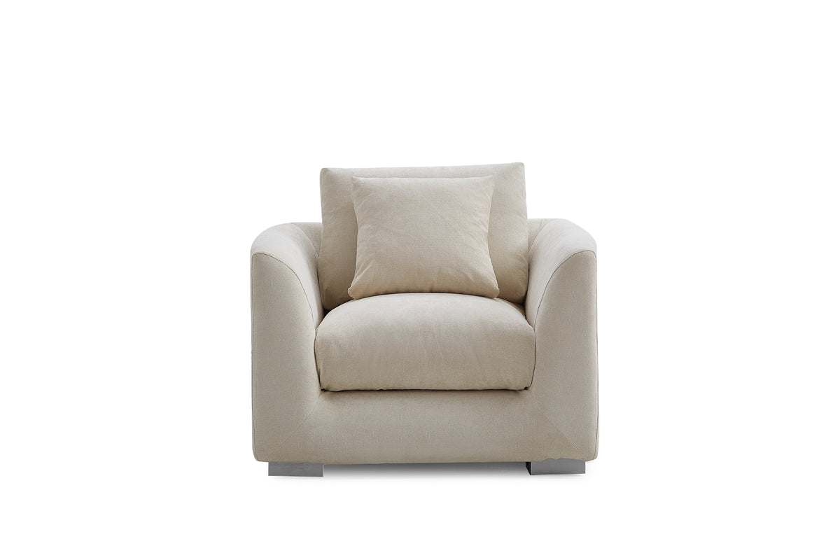 Aalto Fresh Beige Upholstered Linen Fabric Armchair
