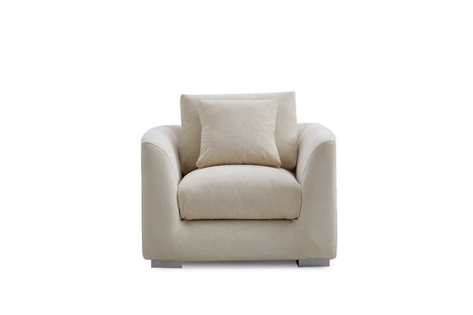 Aalto Fresh Beige Upholstered Linen Fabric Armchair