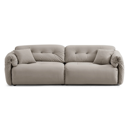 4 Seater Light Grey Matt Velvet Cozy Bedroom Sofa