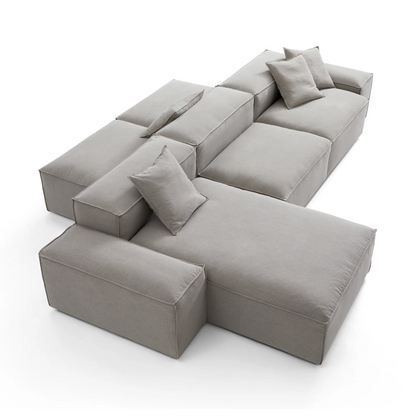 Removable grey linen fabric sectional double side sofa