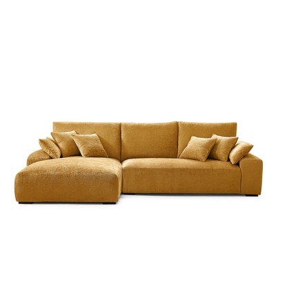 Living room blue chenille velvet cloud L shape sectional sofas yellow