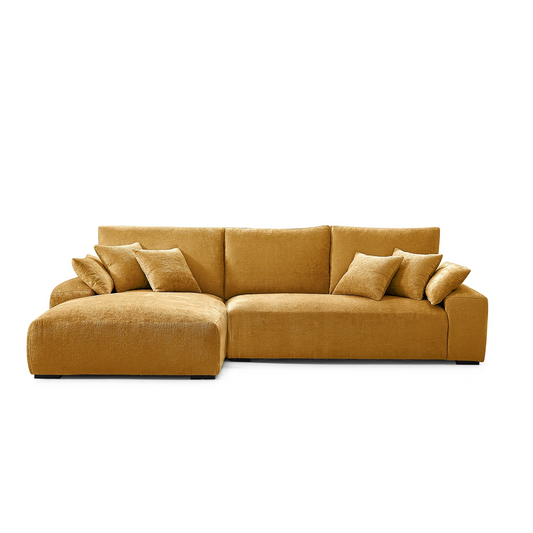Living room blue chenille velvet cloud L shape sectional sofas yellow